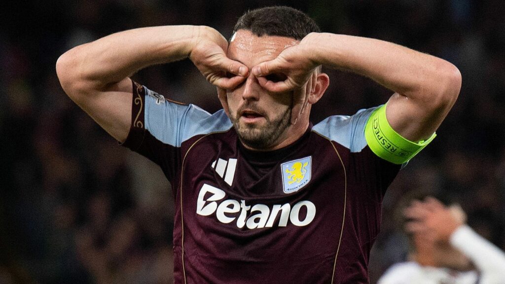 Aston Villa star John McGinn doing his trademark celebration