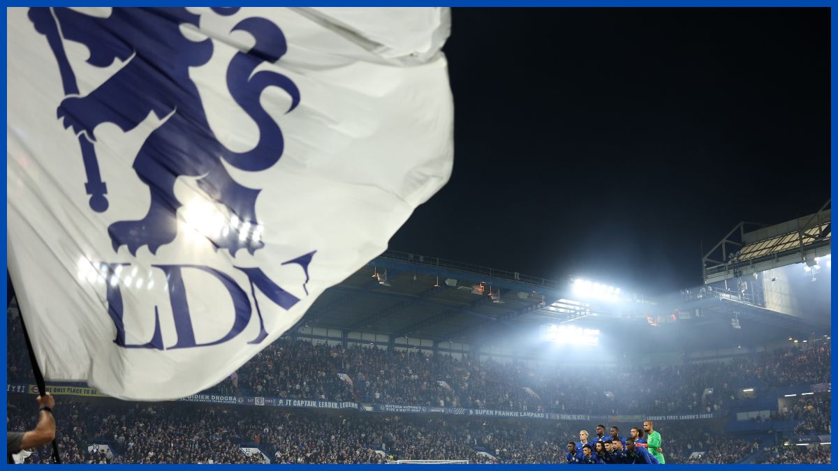 A generic view of Stamford Bridge in the dark.