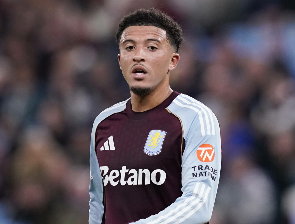 Jadon Sancho in action for Aston Villa
